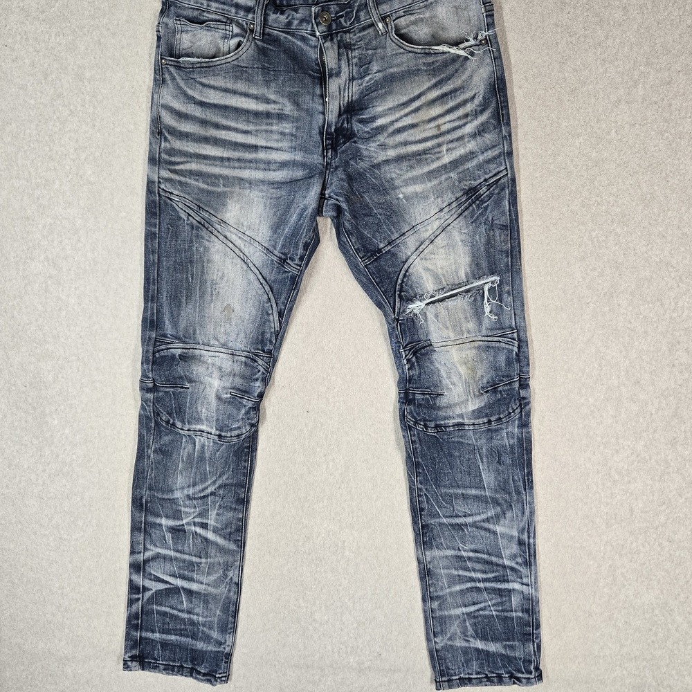 Smoke Rise Men Jeans 36X34 Blue Denim Moto Grunge 32" Inseam Stretch READ